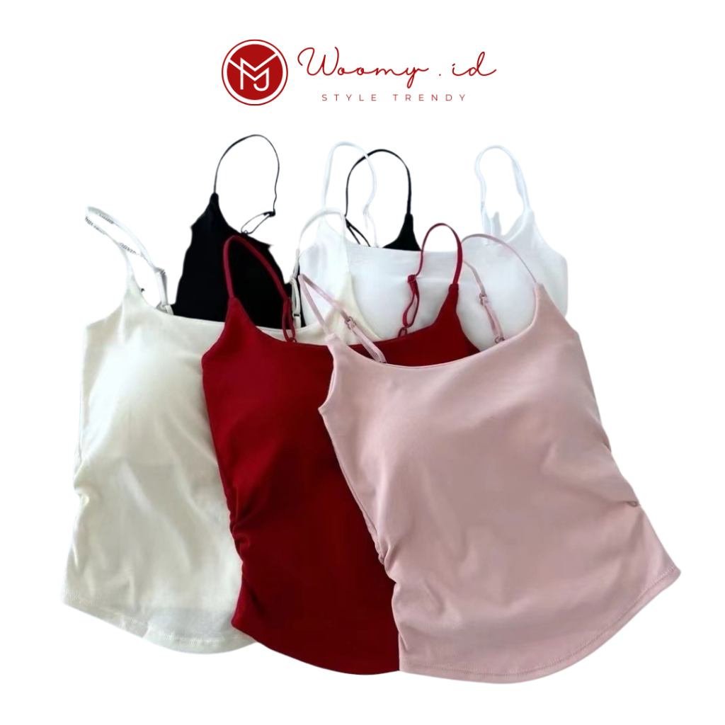 Woomy - BR474 Tanktop Bra With Cup เสื้อกล้าม Plain Motif ผู้หญิงแฟชั่นเกาหลีเซ็กซี่