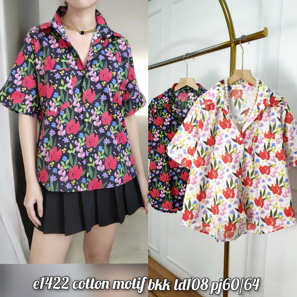 KATUN KEMEJA เสื้อ/เสื้อ/เสื้อสําหรับผู้หญิง/สาว LD108 ผ้าฝ้ายวัสดุ motif e1422