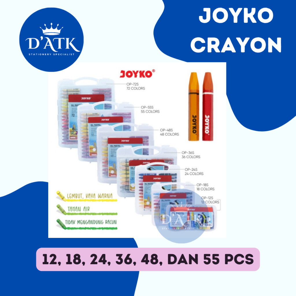 Joyko Oil Pastel Joyko Oil Crayons 12s, 18s, 24s, 36s, 48s, และ 55s / Joyko Crayons