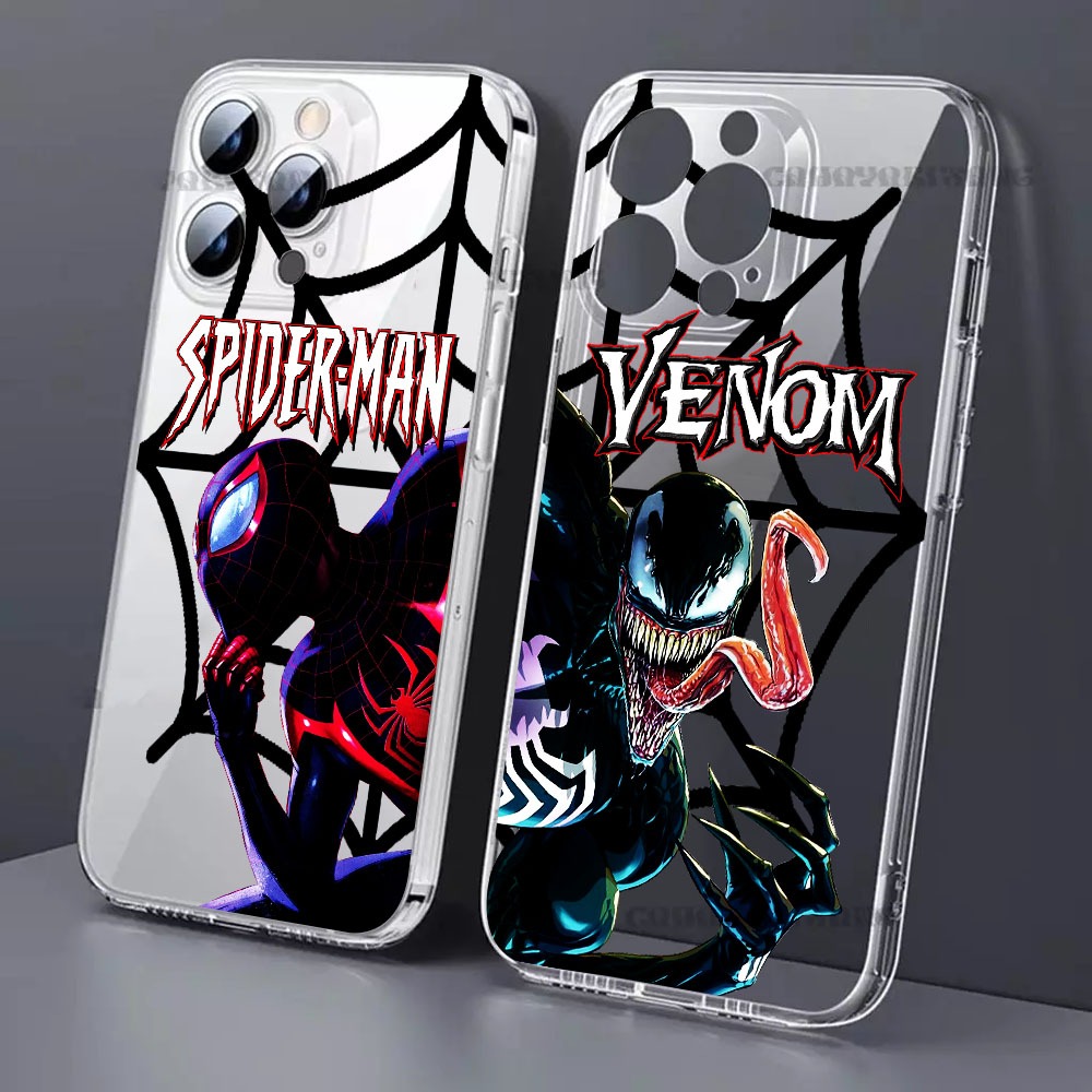 ALL TYPE CASE CLEAR SPIDERMAN และ VENOM MOTIF สําหรับ VIVO V27 5G V23 5G V23E V20 V29/S17 Y81 V20 SE