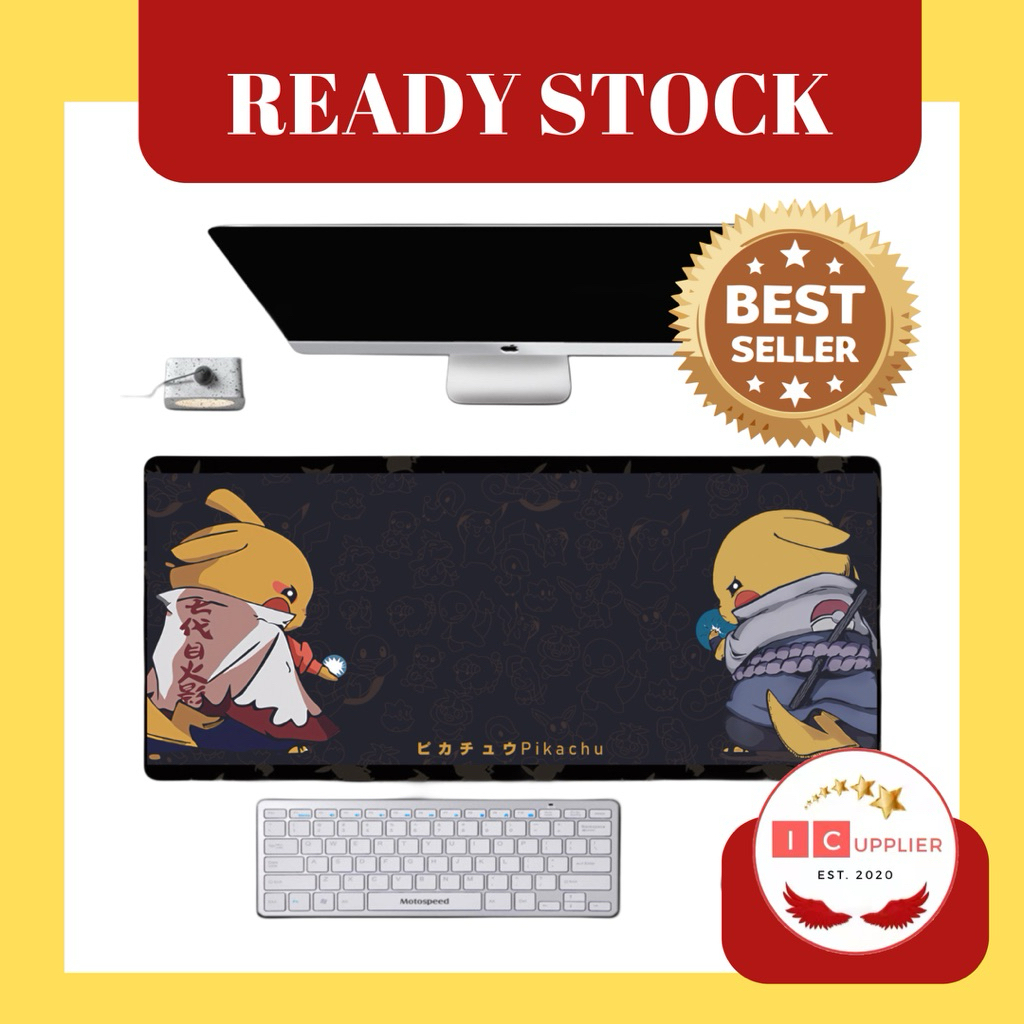 Pikachu Akatsuki - Naruto Sasuke Edition Icupplier Premium Gaming Mouse Pad 80x30 ซม.90x40 ซม.หนา 3 