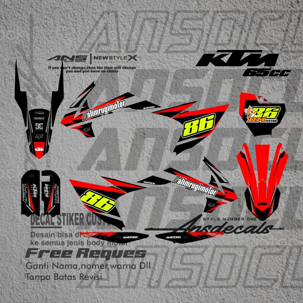 สติ๊กเกอร์รูปลอกเต็มตัว KTM 65 ใหม่ล่าสุด / สติ๊กเกอร์รูปลอก KTM 65 แบบกําหนดเอง ออกแบบขอฟรี