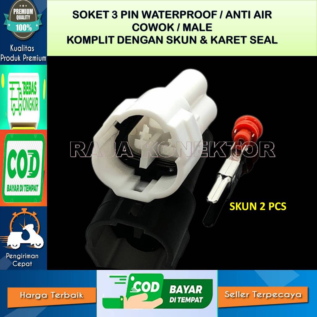 3 PIN WATERPROOF MAN SOCKET DLC YAMAHA - 3 PIN DLC YAMAHA SOCKET HEAT RESISTANT