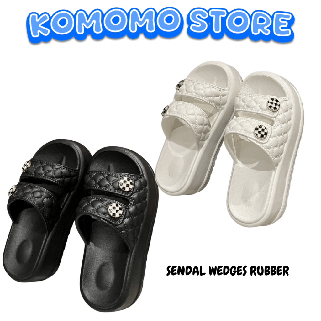 KMM ผู้หญิง JELLY SLOP SANDALS EW02 WEDGES RUBBER NON-SLIP SOLE DOUBLE STRAP