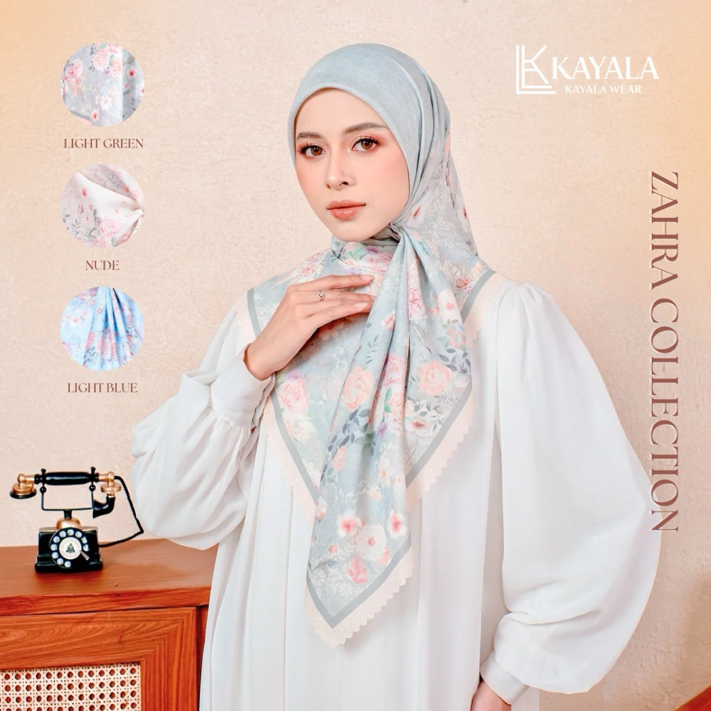 Kayala Wear Zahra Collection Motif Hijab Square Hijab Scarf Premium Voal Material - Zahra Collection