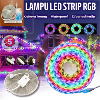 lampu selang rgb 2835 9m/10m/3528 warna warni /lampu strip /tumblr selang  /Lampu Strip Merah Putih LED Selang 10M Paket Lengkap AC 220V Lampu Hias Agustus