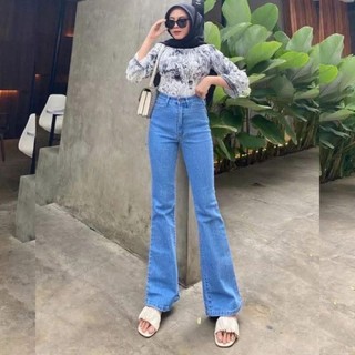 Cutbray Jeans Denim Stretch Kekinian.Highwaist Cutbray Jeans.Auto Jenjang / Anti Begah.(Promo) Celana Cutbray Wanita Terbaru