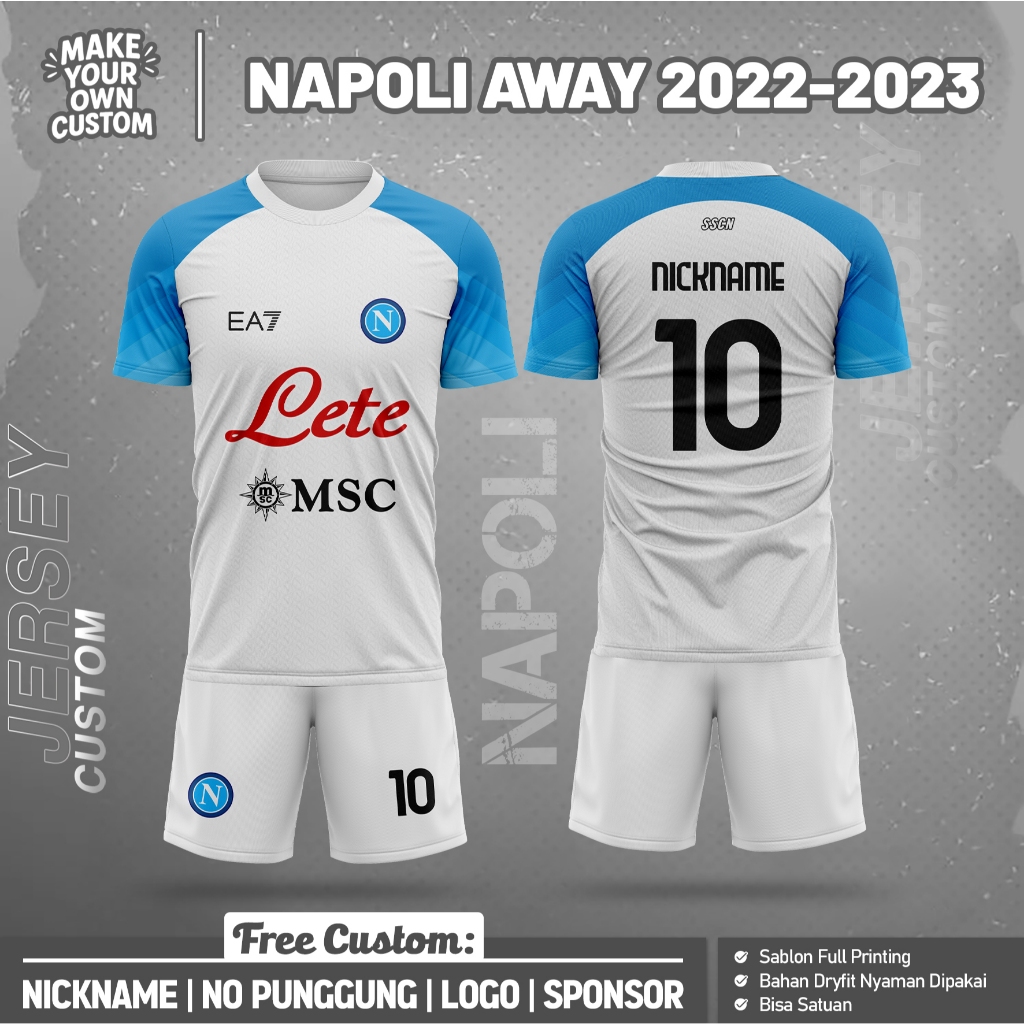 B0LA N4P0LI AWAY FOOTBALL JERSEY 2022-2023 SHORT Free Custom Design ชื่อและด้านหลังหมายเลข