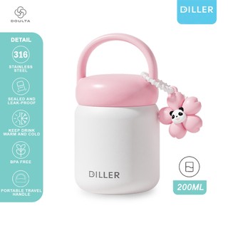 Diller Tumbler 200ml Karakter Lucu + Liontin | Stainless 316 | Tahan Panas Dingin | BPA Free
