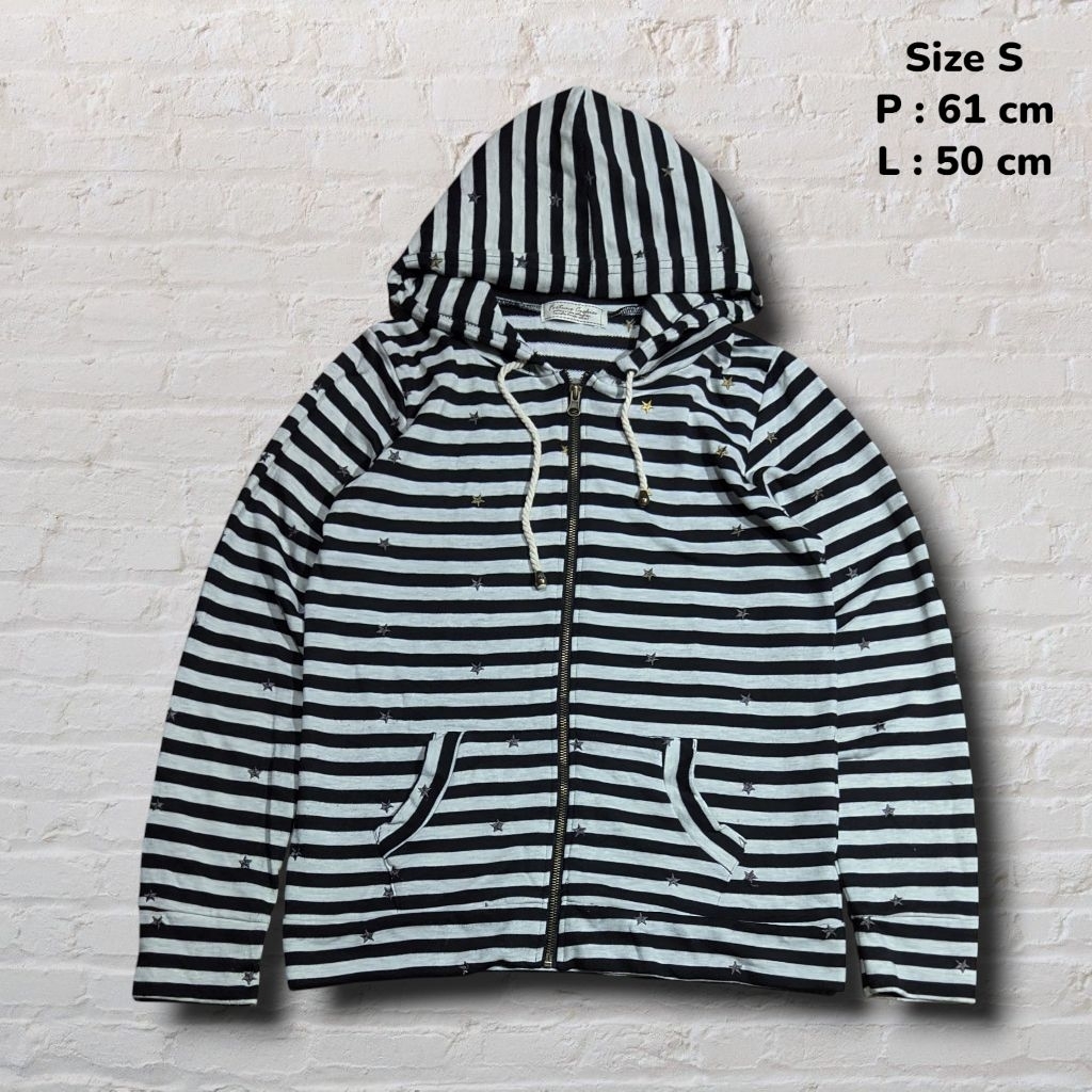 Size S Hoodie Zipper Striped Fortune Cookies K105