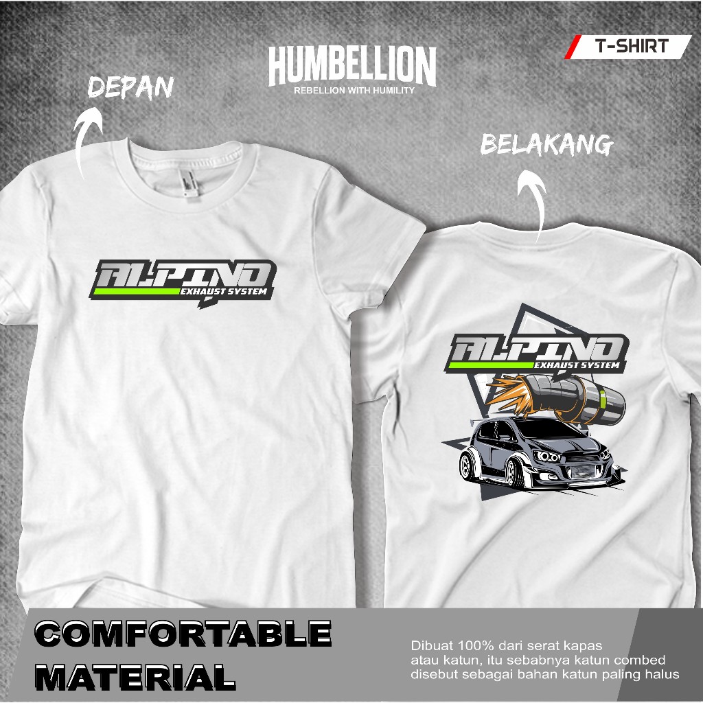 ALPINO เสื้อยืดสําหรับผู้ชายและผู้หญิง ORIGINAL DISTRO 65 MILLION COTTON COMBED SYSTEM EXHAUST F02V2