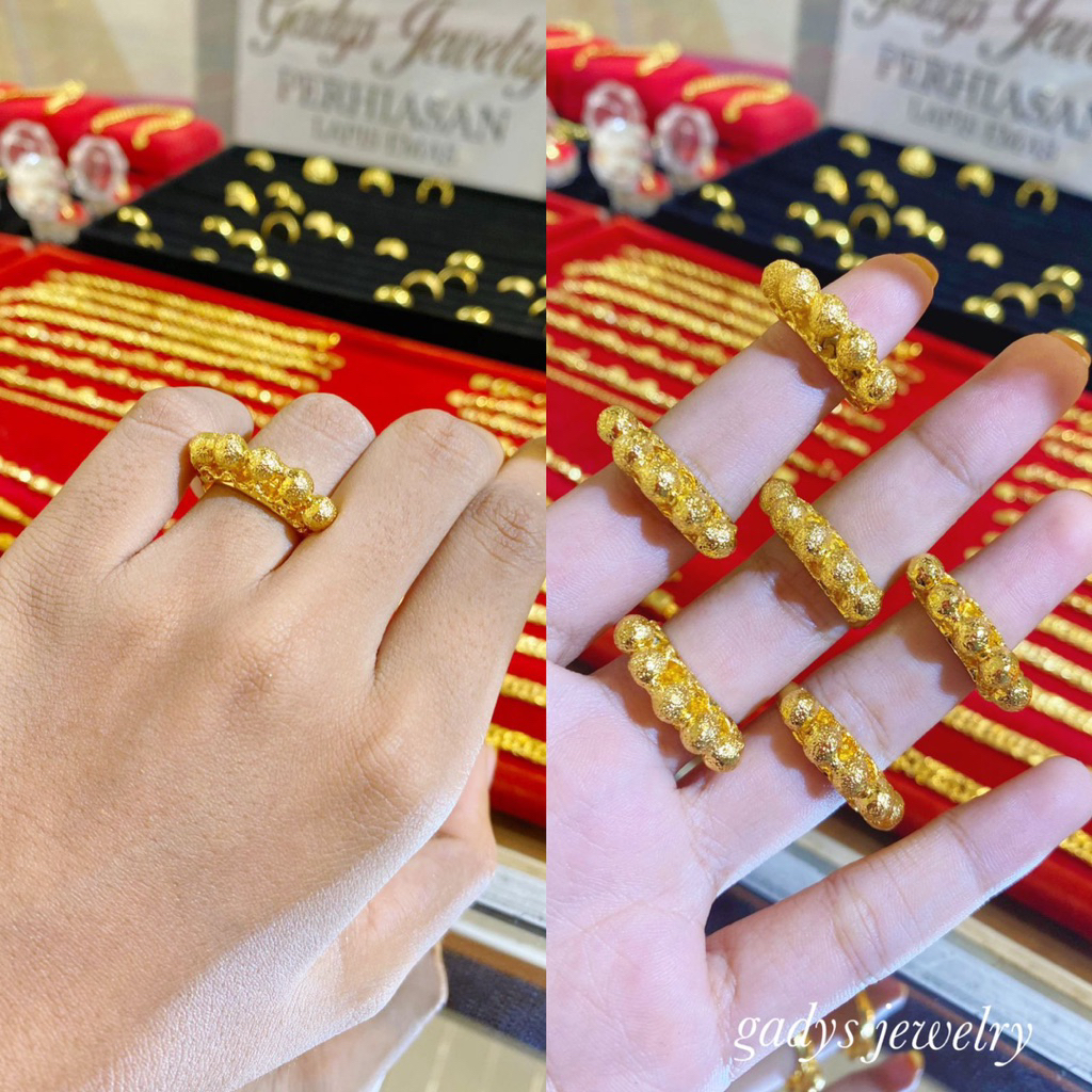 REPLIKA 24krt แหวน boba ชุบทอง Crum Light Gold 8 กรัม แหวนผู้หญิง Replica Gold พรีเมี่ยม