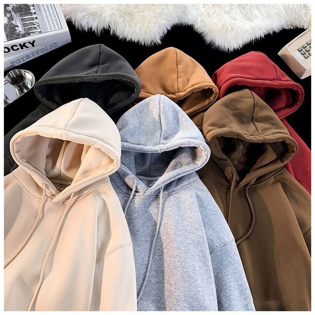 จํากัด Harvional เสื้อกันหนาวธรรมดา Hoodie Jumper Basic Cool เกาหลีหนา Boxy High School