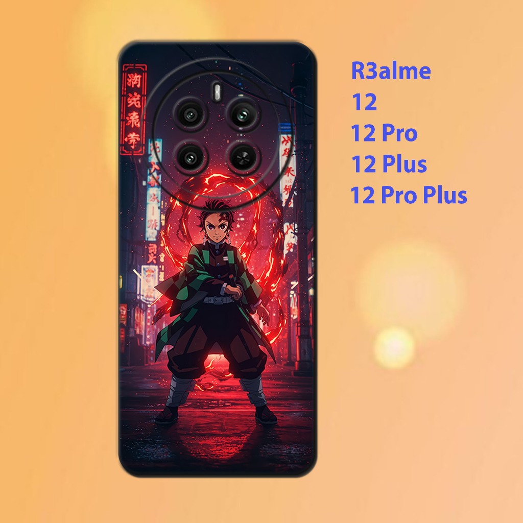 เคส realme 12, Realme 12 Pro, Realme 12 Plus, Realme 12 Pro Plus - ฐานซิลิโคน, สีดํายืดหยุ่น