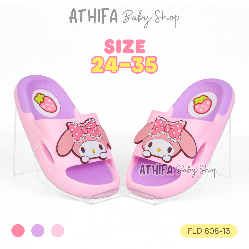 น่ารักและอินเทรนด์ มล รองเท้าแตะยางตัวละครสําหรับเด็กผู้หญิง 3 4 5 6 7 8 9 10 11 ปี ชั้น 808-13 สีชม