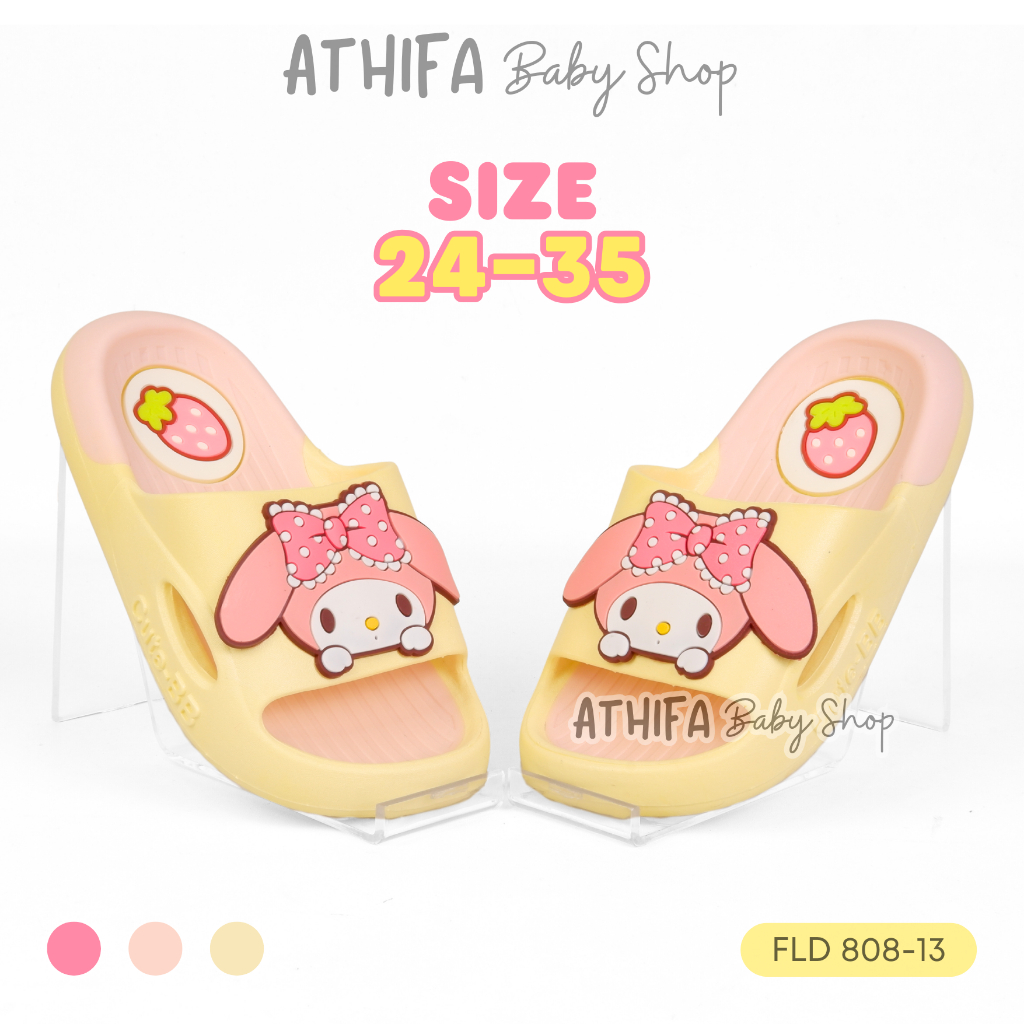 น่ารักและอินเทรนด์ มล รองเท้าแตะยางตัวละครสําหรับเด็กผู้หญิง 3 4 5 6 7 8 9 10 11 ปี ชั้น 808-13 สีเห