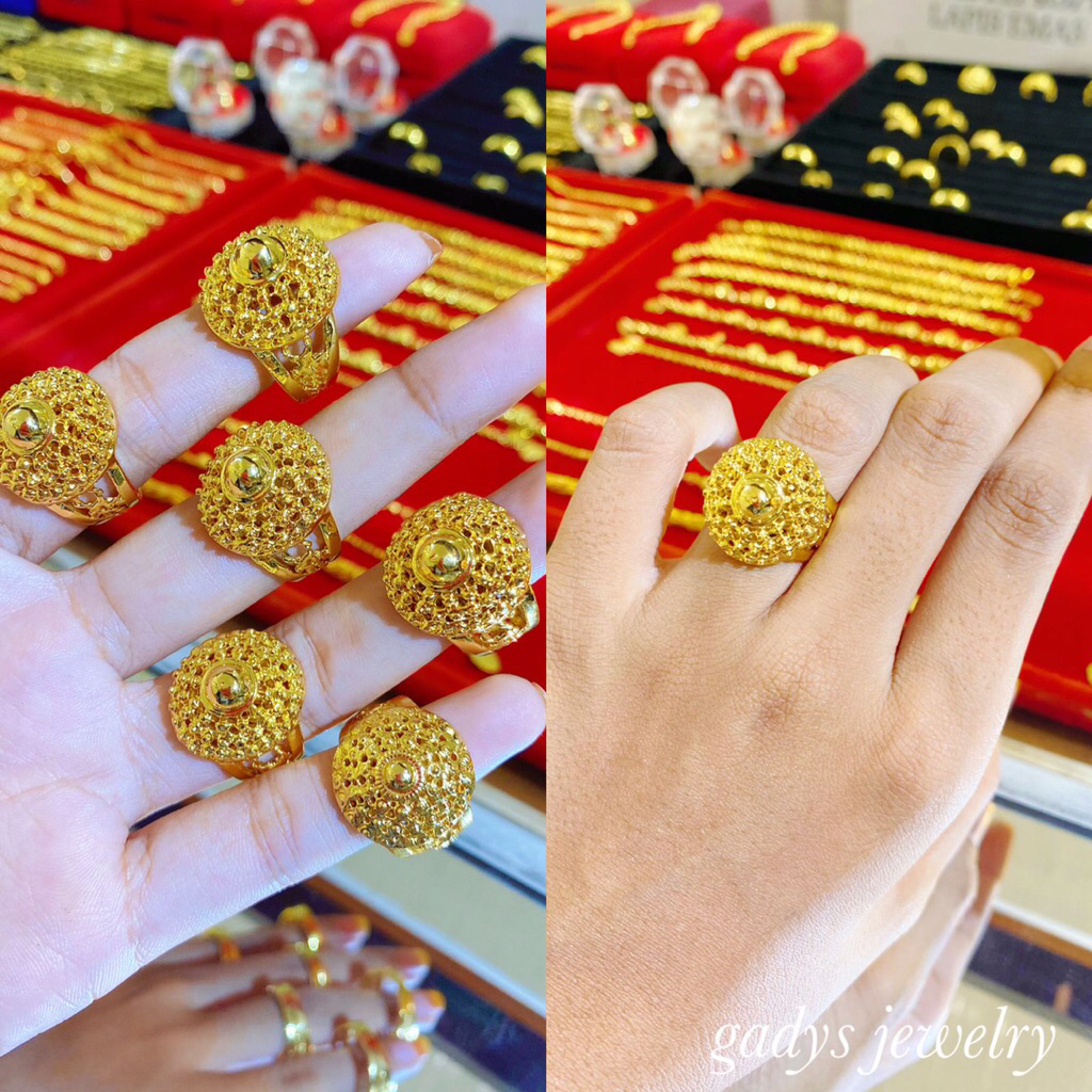 REPLIKA Borobudur ring 24krt Gold Plated Crum Light Gold 8 กรัม Premium Gold Replica แหวนผู้หญิง