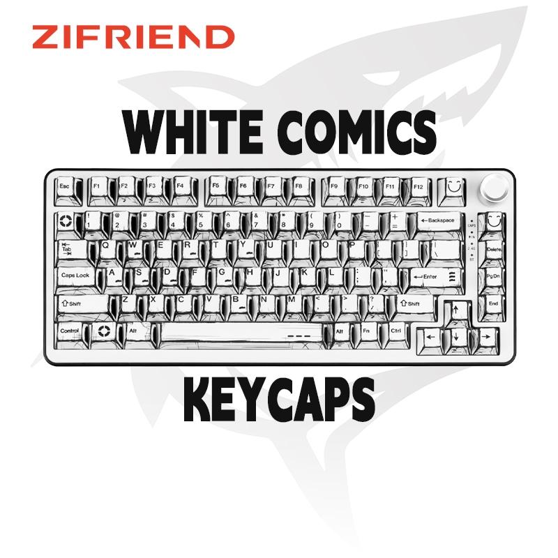 ZIFRIEND การ์ตูนสีขาว Keycaps 141 คีย์ Dye Sublimation Cherry Profile PBT ชุดสําหรับ DIY คีย์บอร์ด K