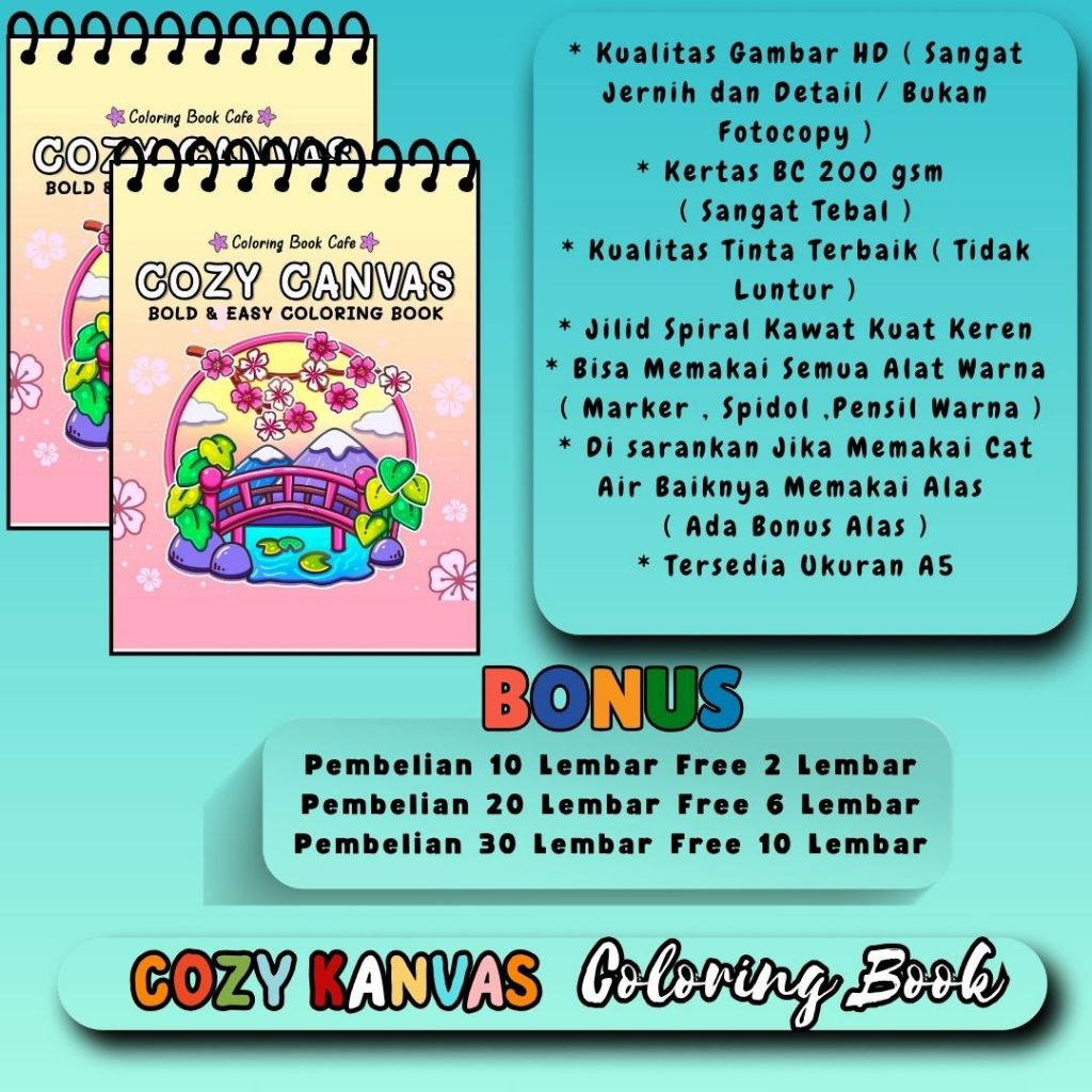 COZY CANVAS สมุดระบายสี A4 A5 สมุดระบายสี Good Theme Clear HD รูปภาพกระดาษหนาพรีเมี่ยม