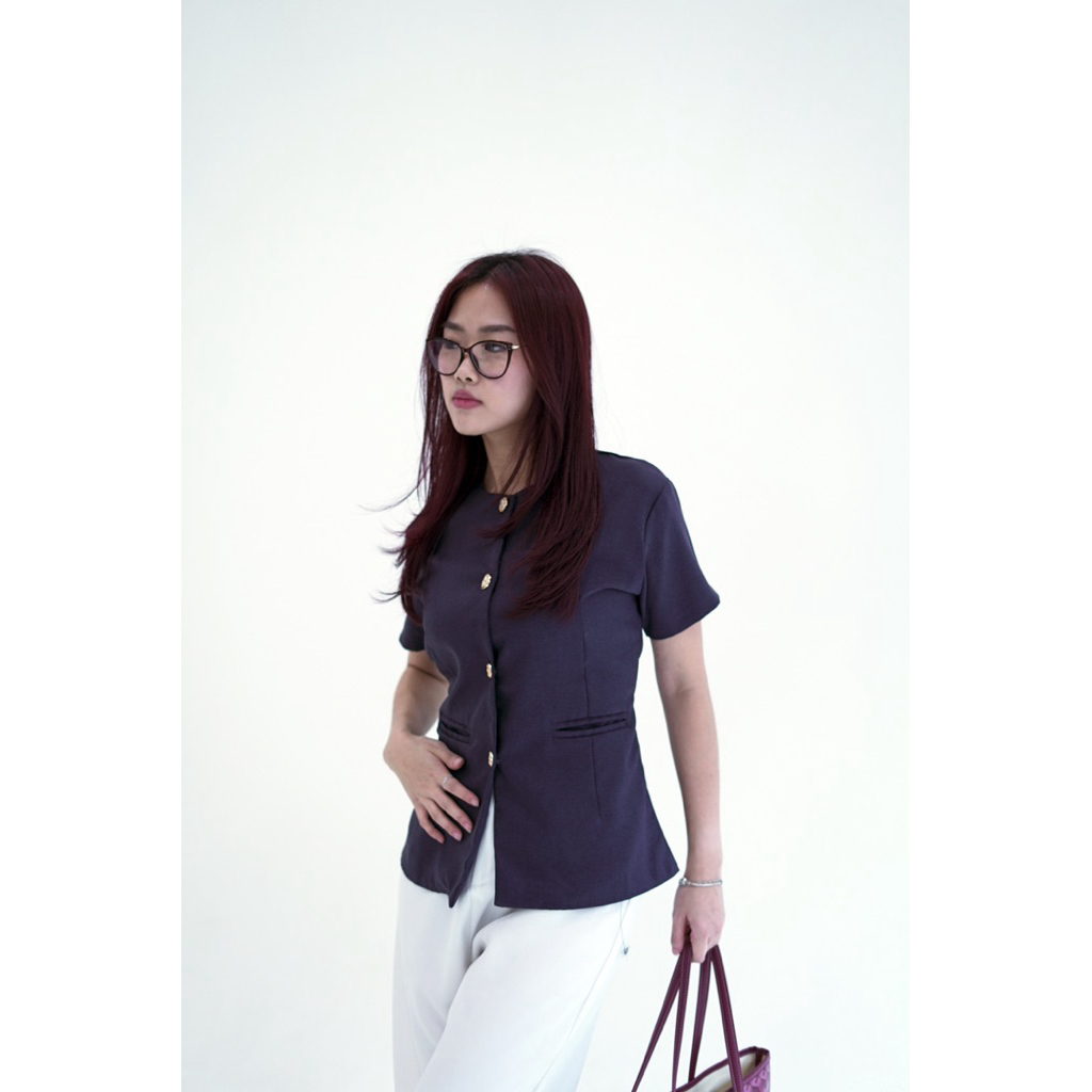 KEMEJA [Wear.klassy] Luna Top Semiwool / เสื้อแขนสั้น / เสื้อผู้หญิง / เสื้อสตรี