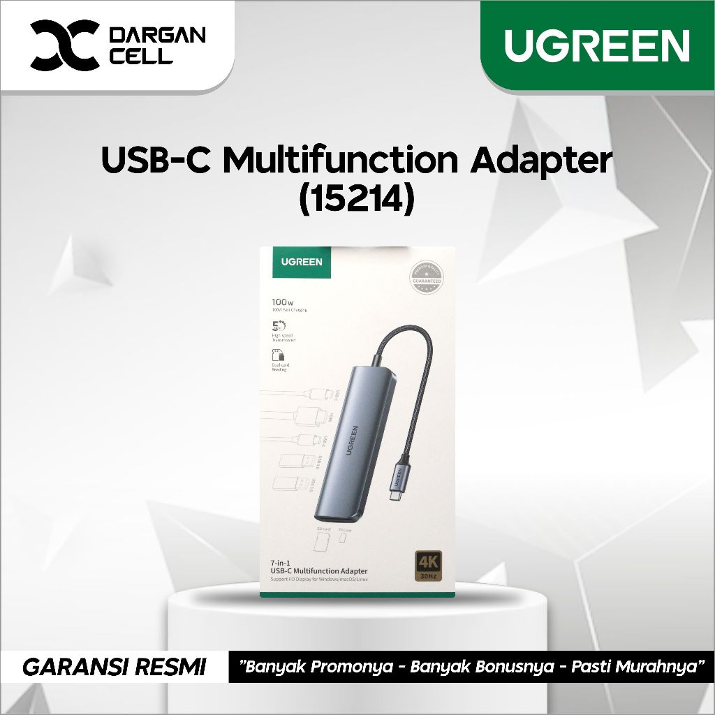 UGREEN USB HUB MULTIFUNCTION ADAPTER TYPE-C 7 IN 1 (15214)