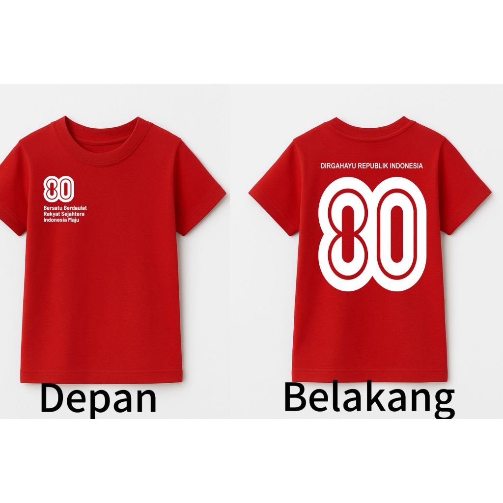 อย่างเป็นทางการ INDONESIAN INDEPENDENCE เสื้อยืด 80, พิเศษสําหรับเสื้อยืด CHILDRENS AGED 4 ปีถึง 15 