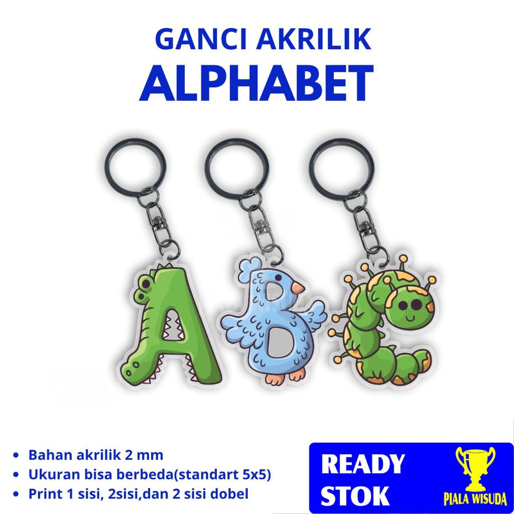GANTUNGAN ALPHABET ACRYLIC KEYCHAINS - พวงกุญแจ ANIMAL ALPHABET - พวงกุญแจน่ารัก - พวงกุญแจ ANIMAL -