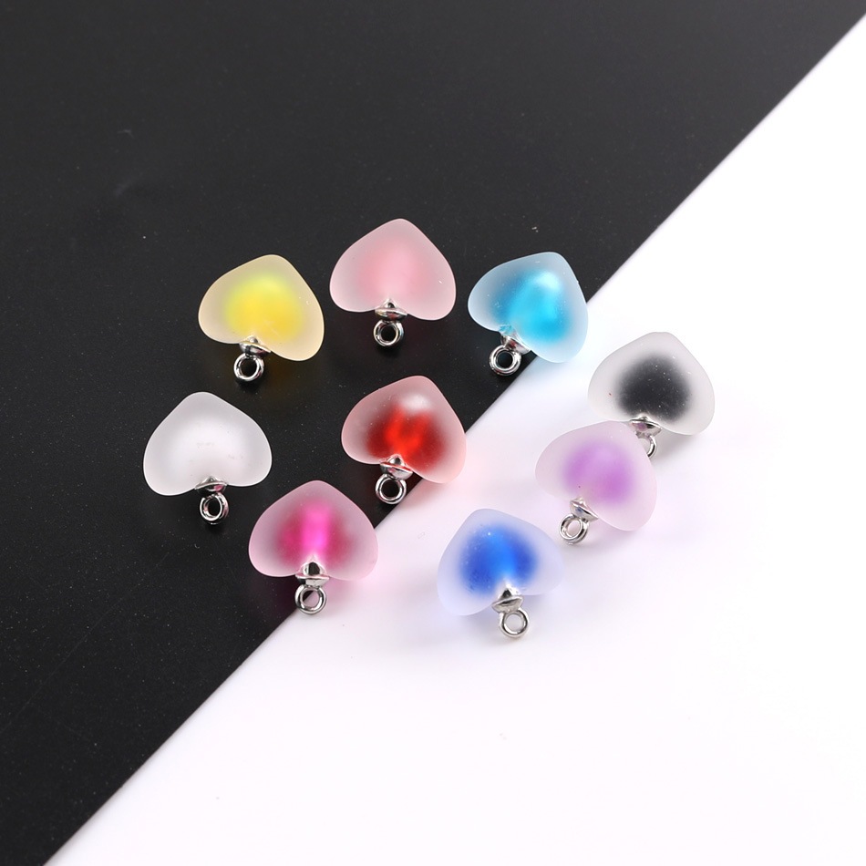 Charm 3d Heart Doff Glass Frost Heart จี้พวงกุญแจ