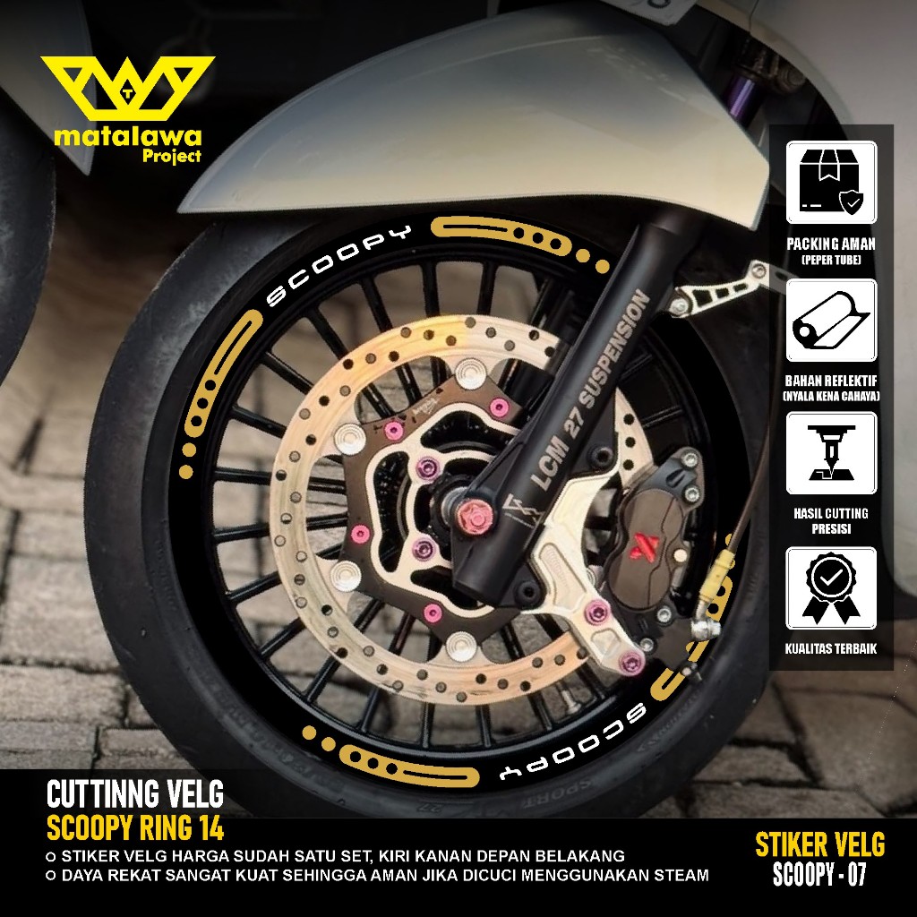 Honda Scoopy Motorcycle Rim Cutting Sticker Ring 14 2010 2016 Rim Variation Strip Sticker 07
