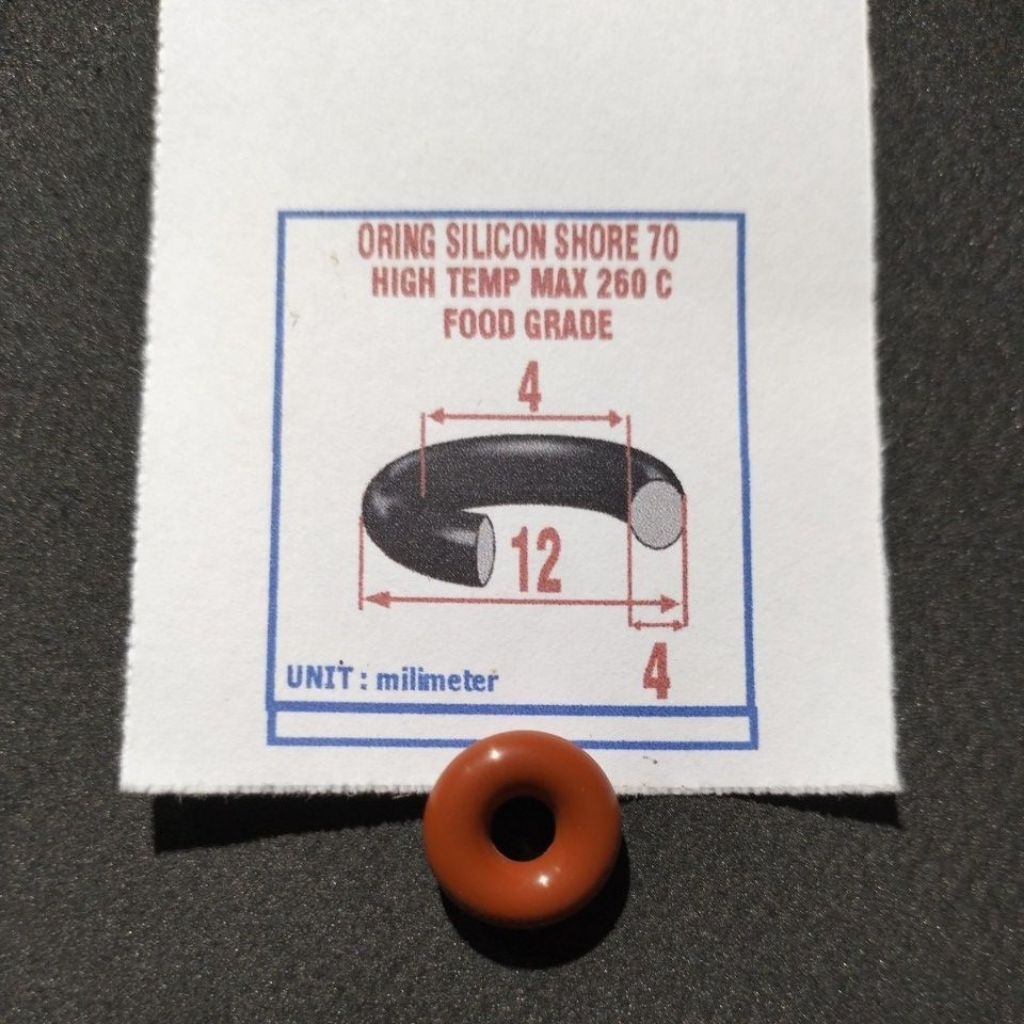 Silicone oring 4 x 4 x 12 mm ฝั่ง 70 max temp 260 เกรดอาหาร