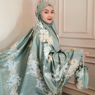 Mukena Traveling Terbaru Mini Pouc 2in1 Laser Cut Motif Bahan Katun Micro Premium Free Tasbih