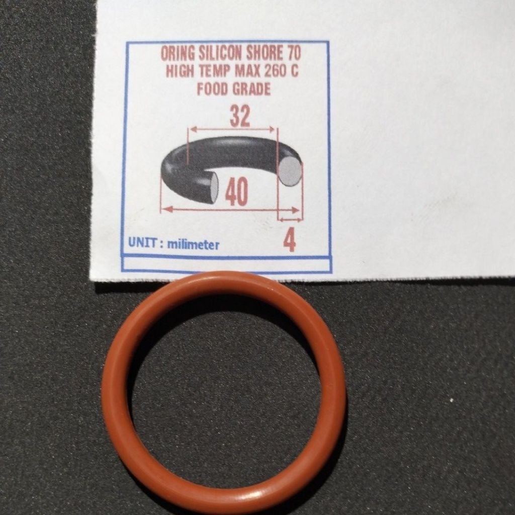 Oring silicon 4 x 32 x 40 mm hore 70 max temp 260 เกรดอาหาร