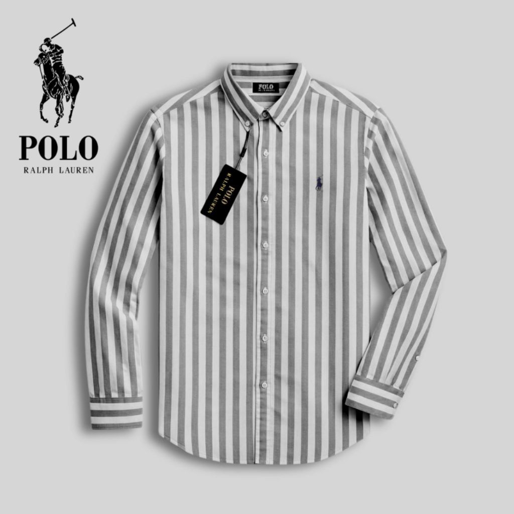 KEMEJA POLO เสื้อเชิ้ตแขนยาวลายทาง Ralph Lauren Casual Slimfit