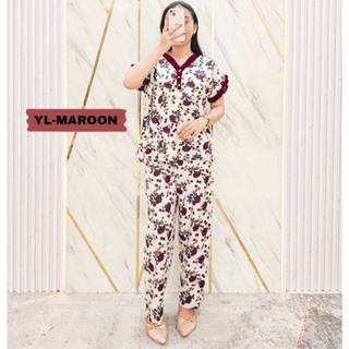 Alizta Setelan Yola Oneset Rayon Kancing Depan Busui Motif Batik Pekalongan Adem Atasan Celana