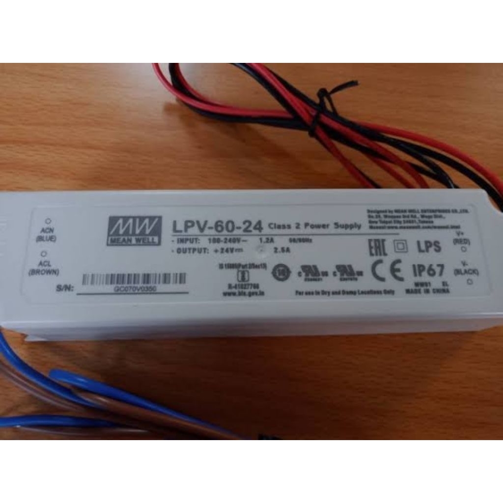 Meanwell LPV-60-24 / Meanwell LPV 60 24V แหล่งจ่ายไฟ