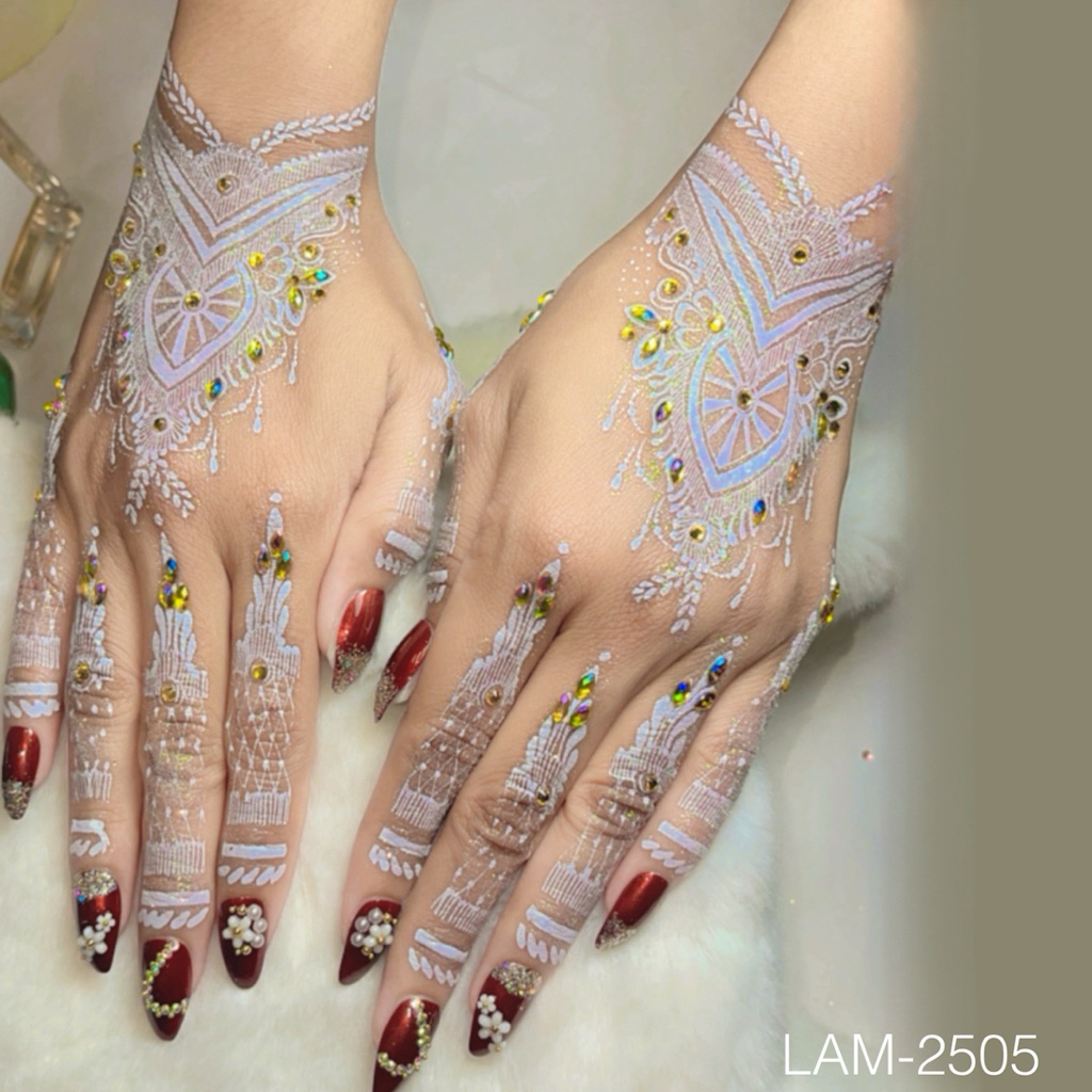 [LAM 2505] INSTANT WHITE HENNA สําหรับ BRIDAL PAIR ซ้ายขวา