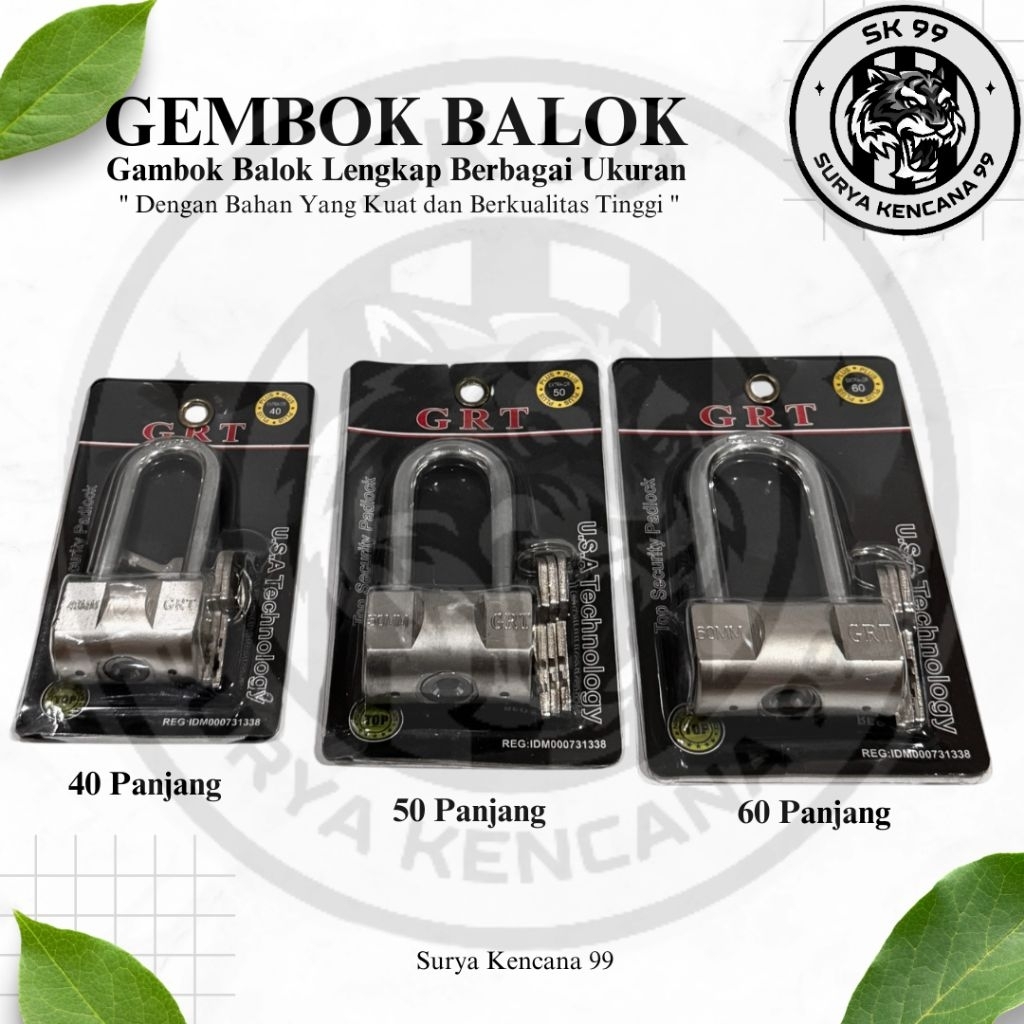 GBGP GRT BLOCK กุญแจ 40 มม. 50 มม. 60 มม. คอยาว