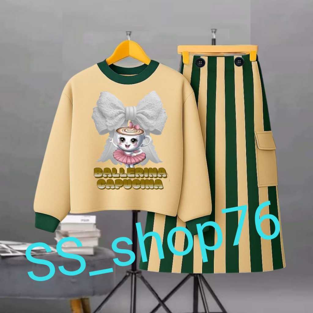 VIRAL GIRLS SKIRT SET WITH BALLERINA UIA MOTIF 2 - 12 ปี
