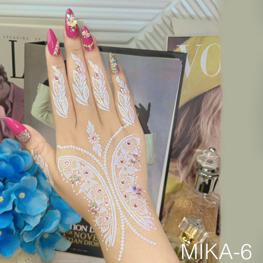 [MIKA 6] INSTANT WHITE HENNA สําหรับ BRIDAL PAIR ซ้ายขวา