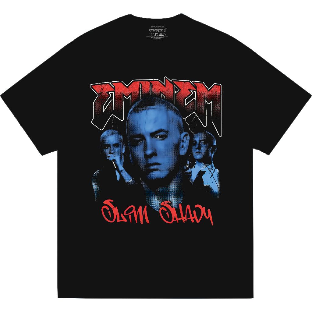 EMINEM Mens Distro Black Adult T-Shirt ผ้าฝ้าย 24s หนา