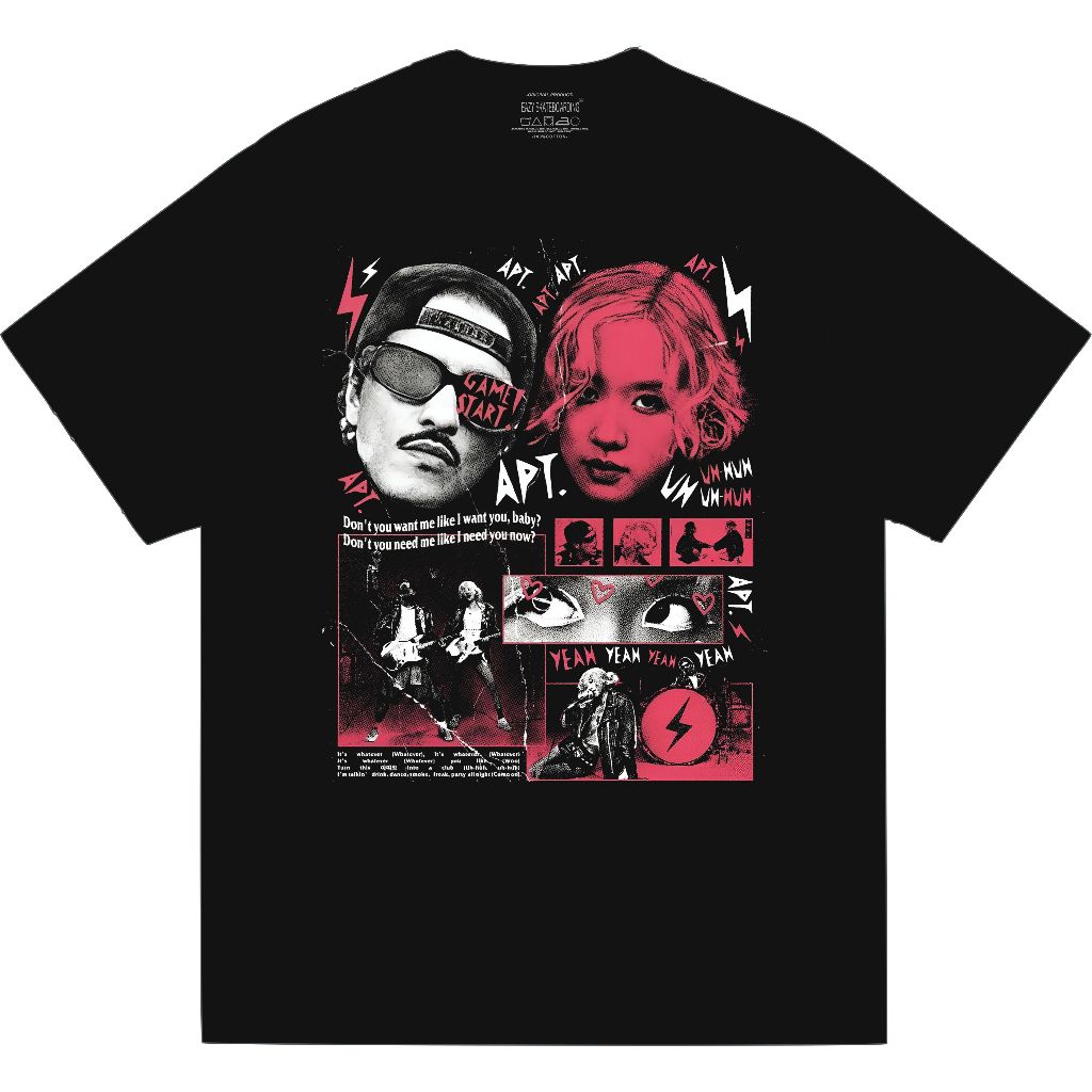 APT Bruno Mars Rose Blackpink Cover Song เสื้อยืดผู้ชาย Distro Black Adult Cotton 24s