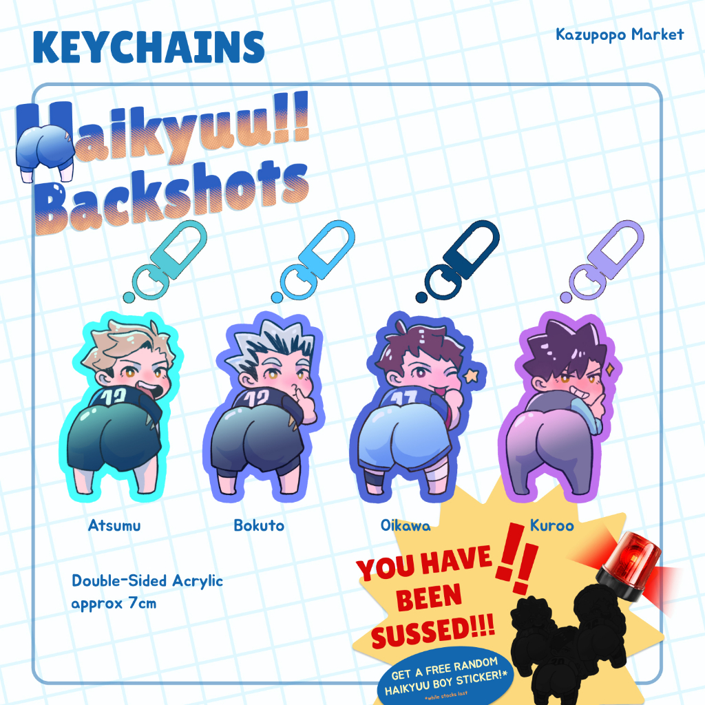 GANTUNGAN Haikyuu พวงกุญแจพวงกุญแจอะนิเมะ Atsumu Miya Kuroo Tetsu Oikawa Tooru Bokuto Kourotaoru อะค