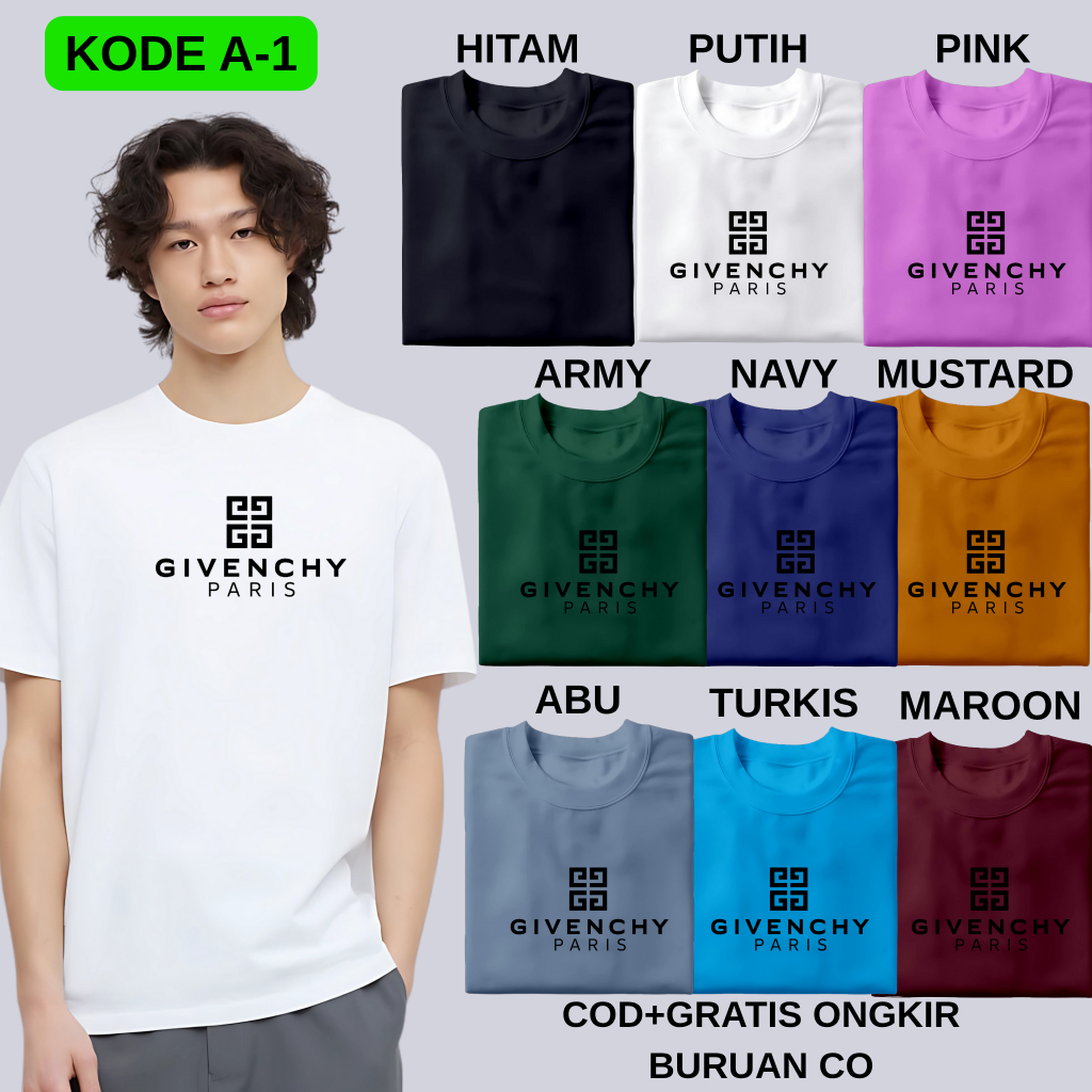 YUSRA- GIVEN P4R15 เสื้อยืดผู้ชาย CHEST DISTRO COOL เสื้อผ้าผู้ชายและผู้หญิงแขนสั้น UNISEX PREMIUM