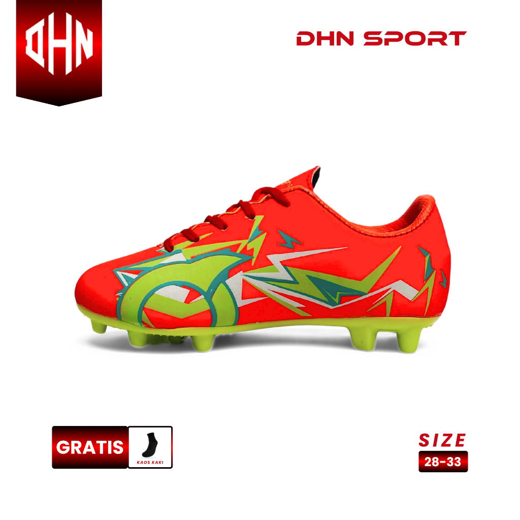 MERAH DHN SPORT - Ortuseight Forte Baby Red Stabilo รองเท้าฟุตบอล 28 - 32 Bonus ถุงเท้า