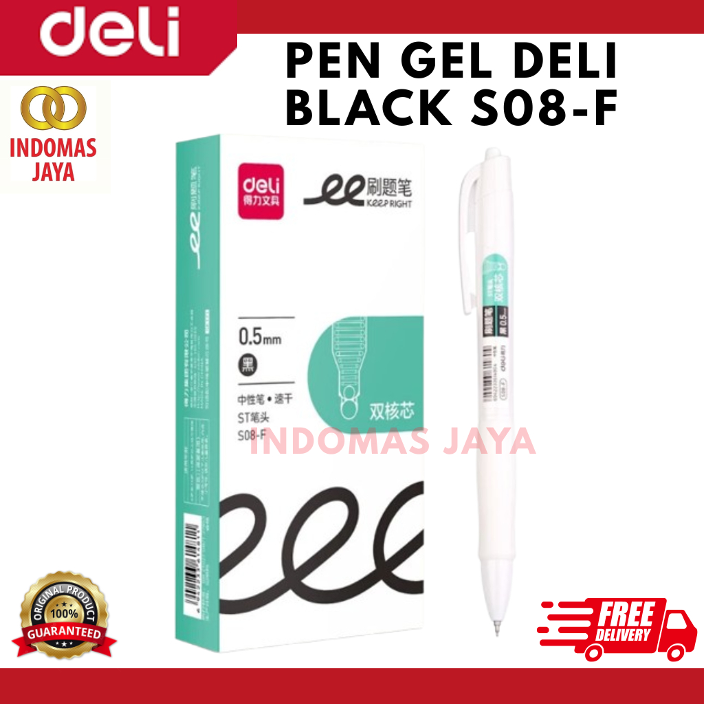 DELI ปากกาหมึกเจลสีดํา 0.5 มม. S08-F/S08-E (PRICE PER PCS)