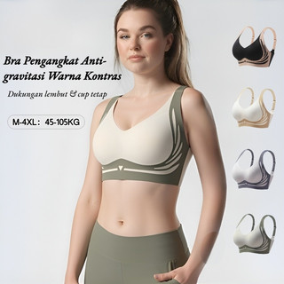 BH [Barang kedua setengah harga] Lifting Anti-Sagging Wireless Push-Up Bra Tahan Benturan Lari Pakaian Bh Payudara Besar Menyangga & Mengangkat Seamless Tanpa Kawat