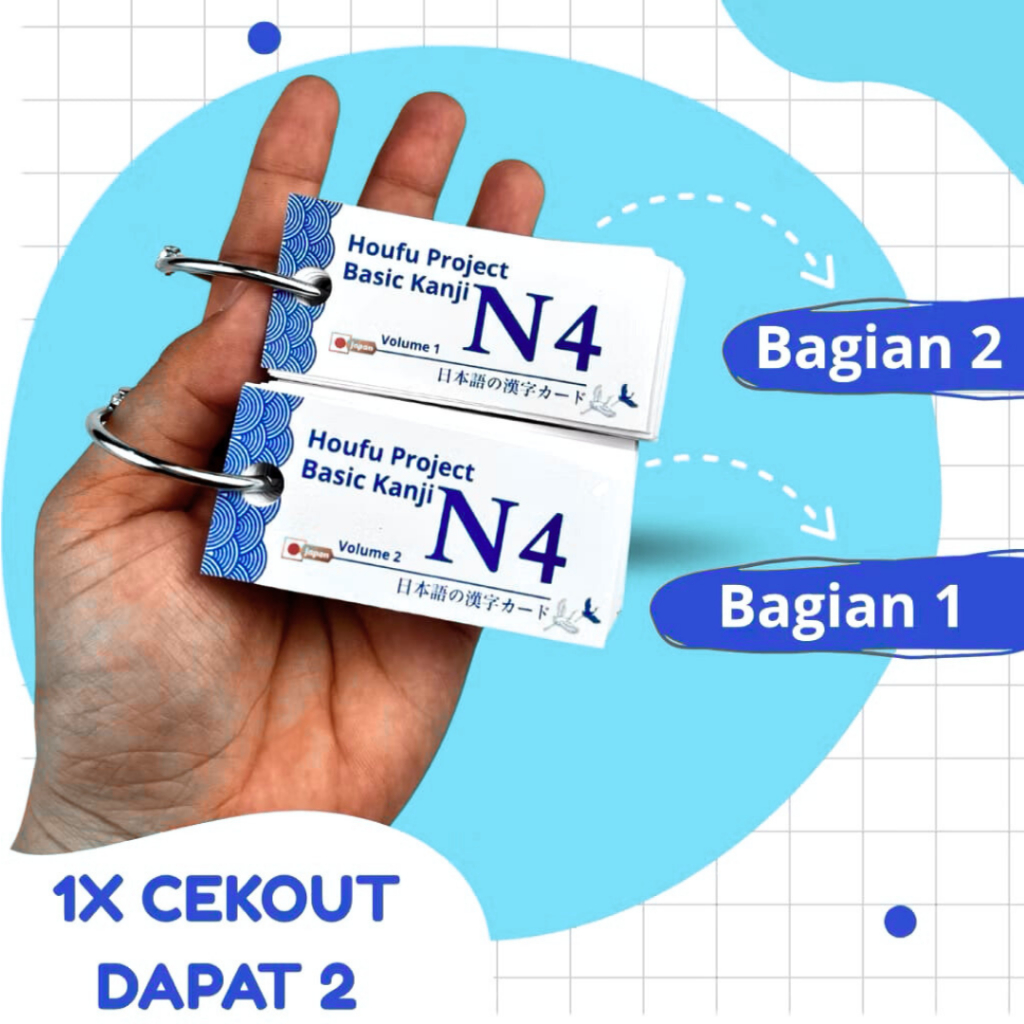 (175 คันจิ ขั้นพื้นฐาน N4) การ์ดแฟลชญี่ปุ่น