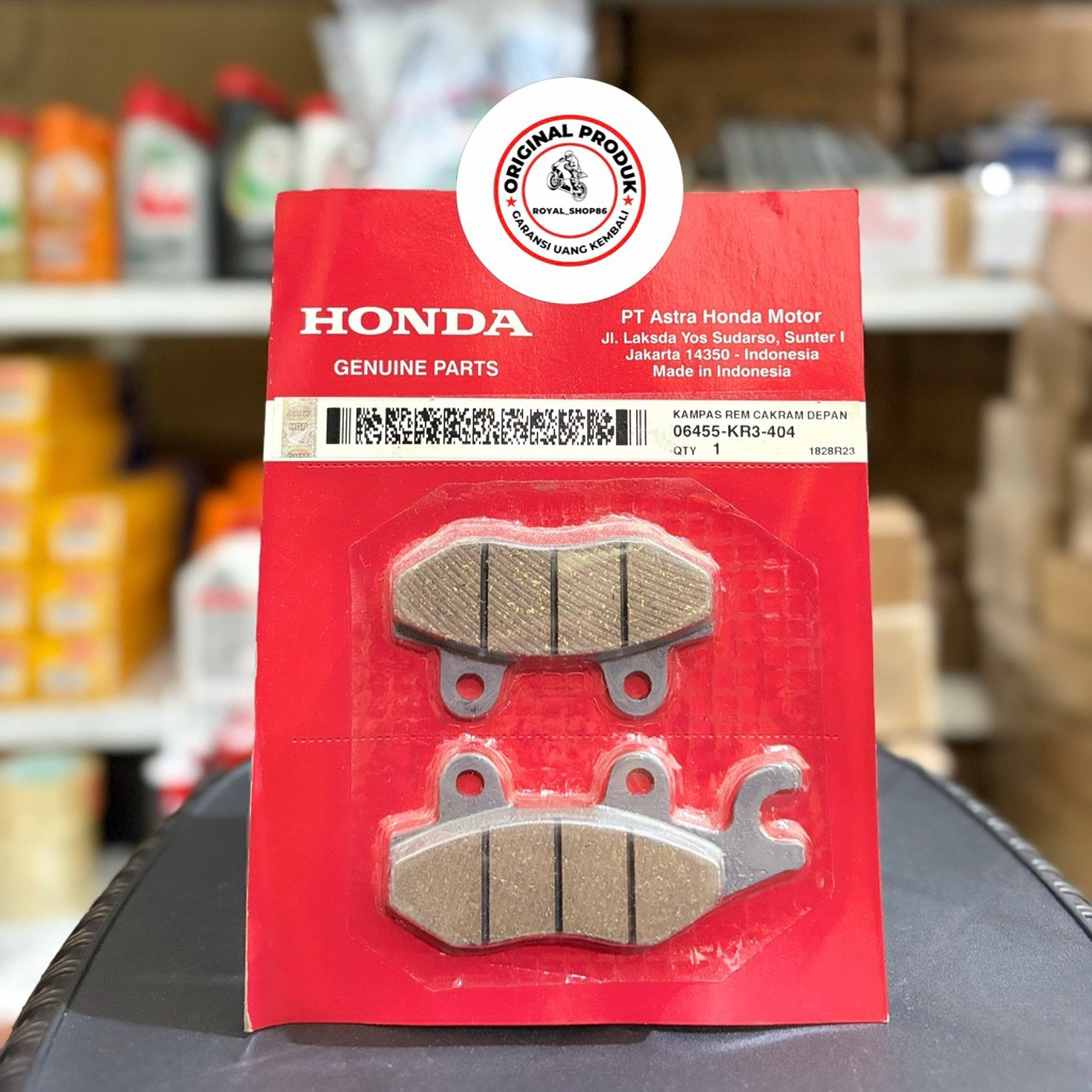 ผ้าเบรคหน้า AHM KR3 HONDA KHARISMA SUPRA X 125 MEGAPRO TIGER 06455-KR3-404 อะไหล่แท้