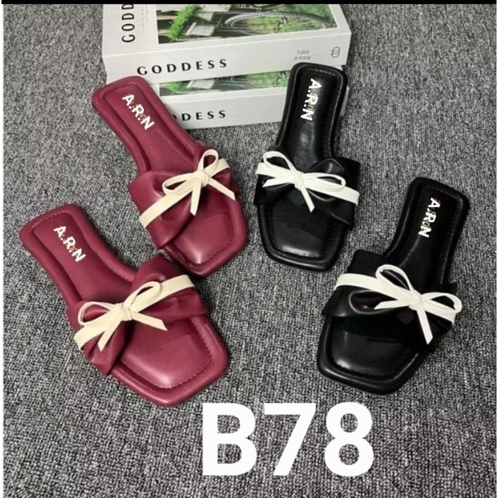 รองเท้าแตะส้นแบนผู้หญิงพร้อม RIBBON STRAP B78