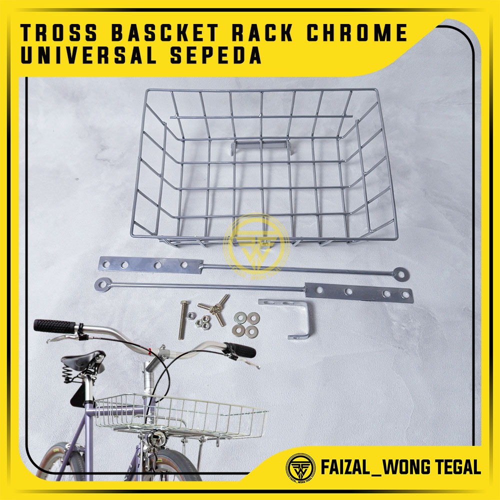 UNIVERSAL CHROME BACKET RACK BIKE BASKET FIXIE SELI FEDERAL BIKE
